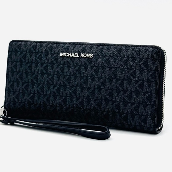 Michael Kors Large Travel Continental Wallet Black Signature - Picture 1 of 9